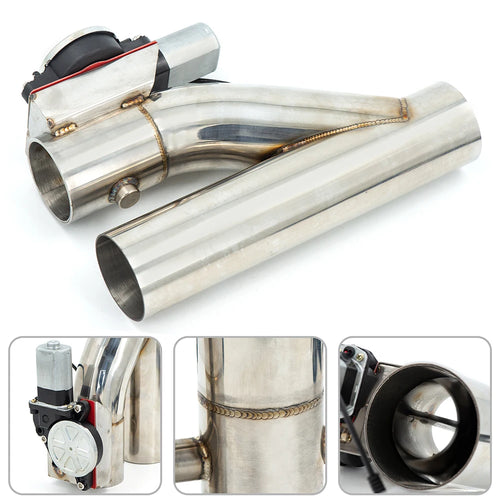 Electric exhaust cutout Y-pipe showing TIG-welded CNC-machined flange