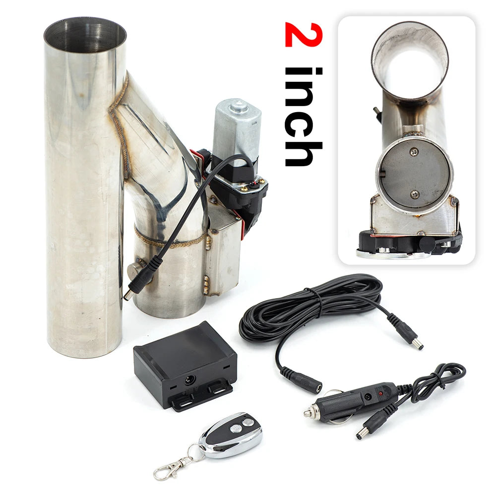 Universal electric exhaust cutout Y-pipe in 304 stainless steel with wireless remote